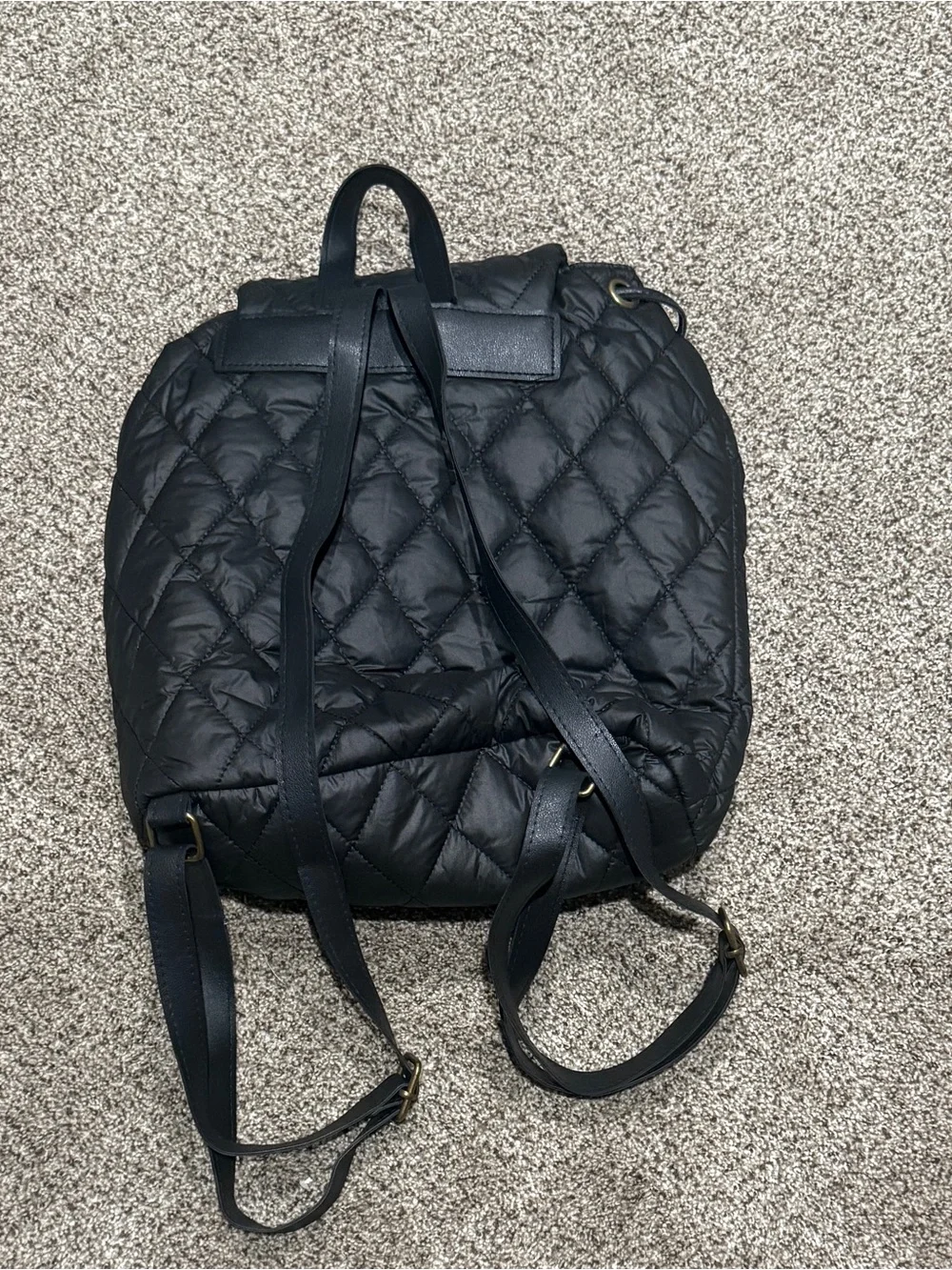 Quilted Black Women's Backpack with Turn-Lock Accent